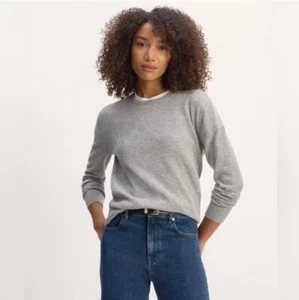 Everlane Cashmere Sweater SMALL Classic Crew Neck Grey Women Preppy EUC - Picture 1 of 6