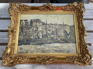 Ölgemälde, original, Fischereihafen HH-Altona 23 x 17 cm - Bild 1 von 2