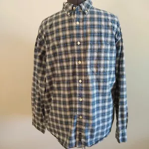 American Eagle Men's XL Shirt Button Up Oxford Blue Plaid Long Sleeves Vtg 90s - Picture 1 of 4
