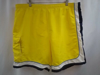 Bañador corto OP Ocean Pacific para hombre talla grande amarillo con rayas azules Foto 1 de 4