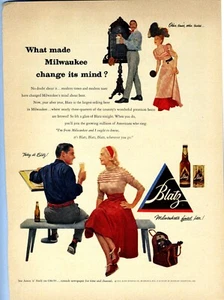 1953  Magazine BLATZ BEER COLOR AD PRINT - Picture 1 of 3