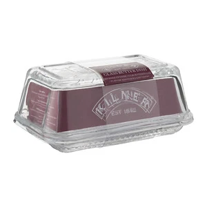 Kilner Vintage Klarglas Butter Geschirr Serviertablett mit Deckel und geprägtem Logo - Bild 1 von 6