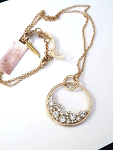 JESSICA SIMPSON GOLD RING PENDANT NECKLACE 30" - Picture 1 of 2