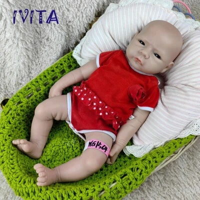IVITA 18'' Full Silicone Reborn Baby Girl Newborn Silicone Doll Kids Xmas Gift - Image 1 of 4