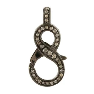 0.60ct Diamond Vintage Look Clasp Lock Connector Finding 925 Starling Silver - Picture 1 of 5