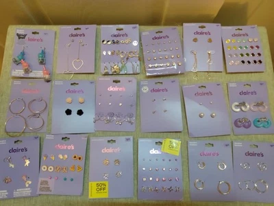 Claire's Fashion Jewelry Earrings Lot of 18 Packages - 88 Pairs Total - All New - Image 1 of 4