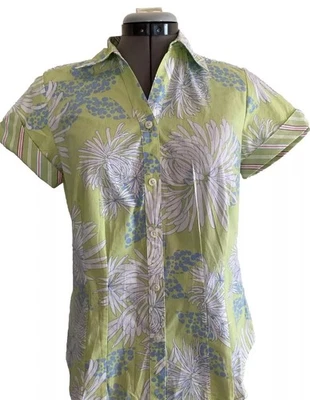 Blusa Van Heusen tamanho S pit to pit 18,5” L 24” algemada slvs algodão tropical - Imagem 1 de 4