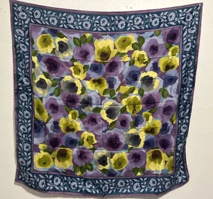 Coach Vintage Silk 90’s Rectangular Floral Yellow Purple Scarf Size 34X34 - Picture 1 of 5