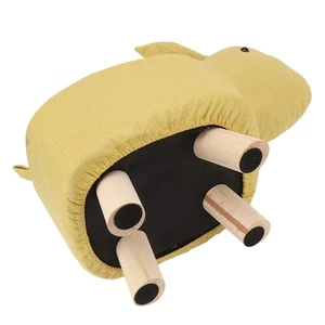 (Yellow)Animal Footstool Bunny Shaped Footrest Ottoman Detachable Cover Non - Picture 1 of 12