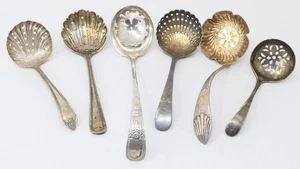 Sugar Sifter Spoon Collection Silver Plated Assorted Shell Pierced Designs - Picture 1 of 15