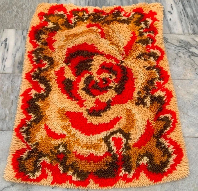 Alfombra Rya sueca vintage de 2x3 pies alfombra suave escandinava alfombra de lana para dormitorio alfombra mullida Foto 1 de 4