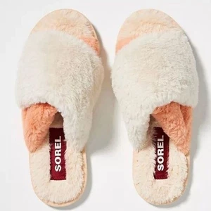 Zapatillas Sorel Go Mail Run de algodón de piel sintética, acogedores zapatos de casa, crema, talla 9, nuevas con etiquetas - Imagen 1 de 14