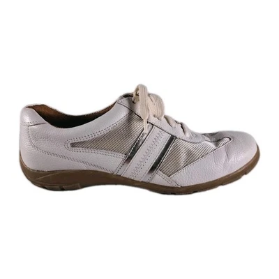 Naturalizer Anva Zapatos Atléticos Mujer 8 Blanco Plata Cuero Malla Tenis Foto 1 de 4