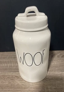 Rae Dunn WOOF Weiß Keramik Kanister Haustier Leckerli Glas Hund 10" Hoch - Bild 1 von 9