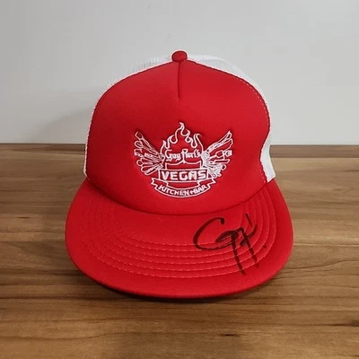 Guy Fieri Vegas Kitchen & Bar Autógrafo Rojo Camionero Snapback Gorra Gorra Foto 1 de 4
