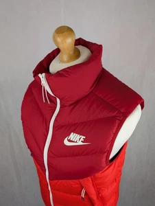 Men's NIKE Crimson Red Down Fill Full Zip Bodywarmer Gilet Size UK M - Picture 1 of 12