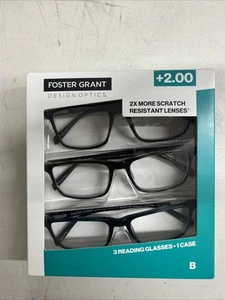 Foster Grant - Lesebrille +2,00 (3er Pack) - Kratzfeste Gläser B - Bild 1 von 2