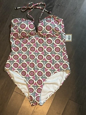 Boden Halter Neck Bandeau Swimsuit Gin Fizz Sunflower Sprig Size 12 NWT - Image 1 of 4