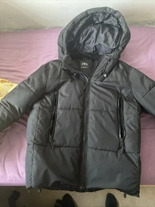 Zara Black Puffer Coat Size M - Picture 1 of 3