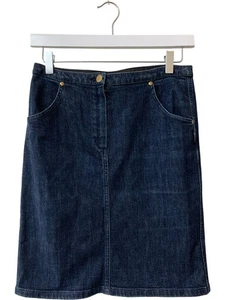 Agnes B Blue Denim Skirt Over the Knee Casual Back Pockets Classic Retro - EU36 - Picture 1 of 5