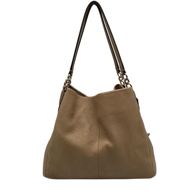 Coach Taupe Pebbled Leather Edie Shoulder Bag - Image 1 of 4