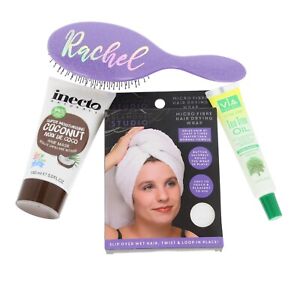 Personalised Detangling Wet Brush & Hair Care Gift | Hair Repair Kit Hair Towel