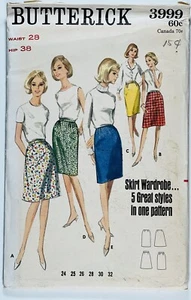 1960's Vintage Sewing Pattern Butterick 3999 'Quick 'n' Easy' Skirt Waist 28" - Picture 1 of 4