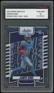 Jahmyr Gibbs 2023 Panini Absolute Blue 1st Graded 10 NFL Rookie Card #108 Lions - Picture 1 of 1