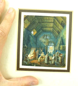 ANTICA MINIATURA FIAMMINGA DIPINTO CUCINA CUOCO CONVENTO MONASTERO FRATI XIX SEC - Foto 1 di 5