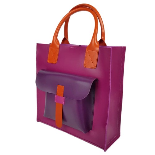 COACH Borsa a mano in pelle colorata fucsia tote bag personalizzata multicolore borsa a tracolla rosa