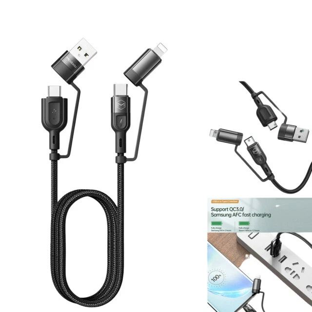 McDodo CA807 4-in-1 60W 3A PD Cable - 1.2 M Black