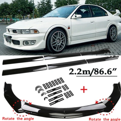 For Mitsubishi Galant Black Front Bumper Lip Spoiler /Splitter Side Skirts - Image 1 of 4