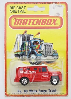 Matchbox Wells Fargo Diecast Armored Truck Card Bubble Pack 1980 1:64 Scale #69 - Image 1 of 3