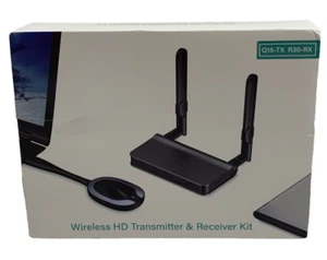 Wireless HD Transmitter and Receiver Kit Black Model Q15-TX R30-RX for Laptop PC - Afbeelding 1 van 5