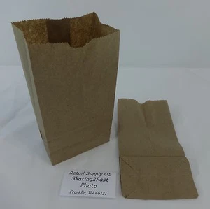 Qty 100 #2 Paper Brown Kraft Natural Snack Lunch Grocery Merchandise Retail Bags - Picture 1 of 4