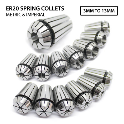 ER20 Spring Chuck Collets CNC - All Metric & Imperial Sizes 3mm To 13mm • 5.99£