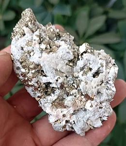 163g Natural Golden Pyrite Calcite Cluster Mineral Specimen - Picture 1 of 9