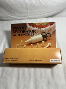 Vintage Pastry Decorator With 8 Nozzles Made In Hong Kong - Picture 1 of 4