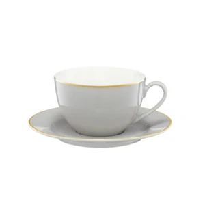Royal Ambition Kaffeetasse 220 ml Porzellan grau mit Goldrand Tasse - Bild 1 von 3
