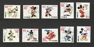 JAPAN 2018 DISNEY MICKEY MOUSE CARTOON 82 YEN COMP. SET OF 10 STAMPS FINE USED - Picture 1 of 4