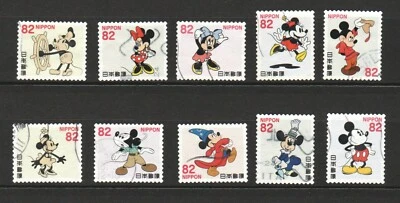 JAPAN 2018 DISNEY MICKEY MOUSE CARTOON 82 YEN COMP. SET OF 10 STAMPS FINE USED - Image 1 of 4