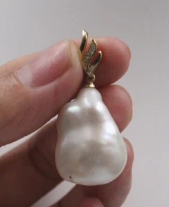 15x20 mm south sea baroque keshi reborn white pearl peacock tail necklace 18nch - Picture 1 of 3