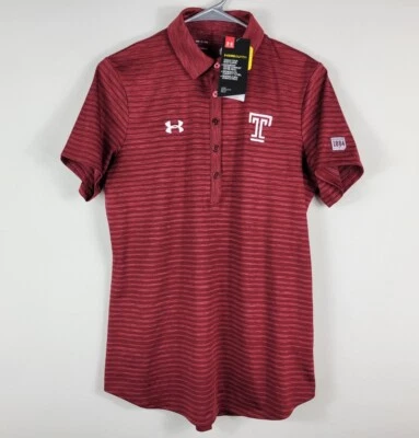 Temple Owls Under Armor 1884 Red Striped Polo Shirt NCAA Womens Size S - Image 1 of 4