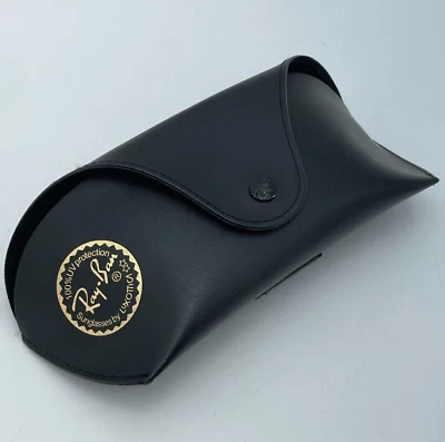 Estuche para gafas de sol RAY-BAN aspecto de cuero negro grande cierre de botones 7x3 anteojos Foto 1 de 4