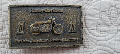 Harley Davidson Brass Belt Buckle 1974 Bergamot Brass Vintage Sportster USA-RARE - Image 1 of 4