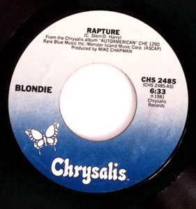 BLONDIE WALK LIKE ME/RAPTURE CHRYSALIS RECORDS VINYL 45 70-84 - Picture 1 of 3