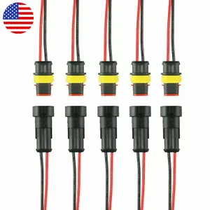 5 Sets 2-Pin Sealed Car Waterproof Male Female Electrical Wire Connector Plug - Picture 1 of 12