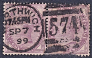 USED GREAT BRITAIN #89 HORIZONTAL PAIR CIRCLE DATE & NUMERICAL CANCELLATION - Picture 1 of 2