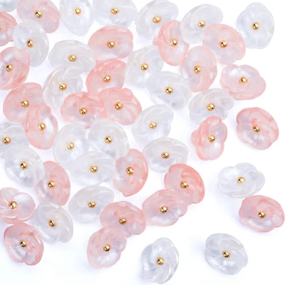 50 Pieces Flower Buttons Sew on with Shank,11.7Mm Cute Transparent Button Embell - Image 1 of 4