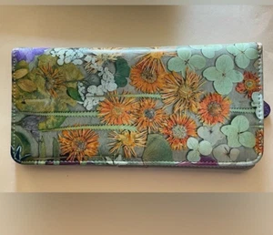 Cartera sin asas floral para mujer APHISON ultra delgada imitación cuero tarjetero doble pliegue - Imagen 1 de 5